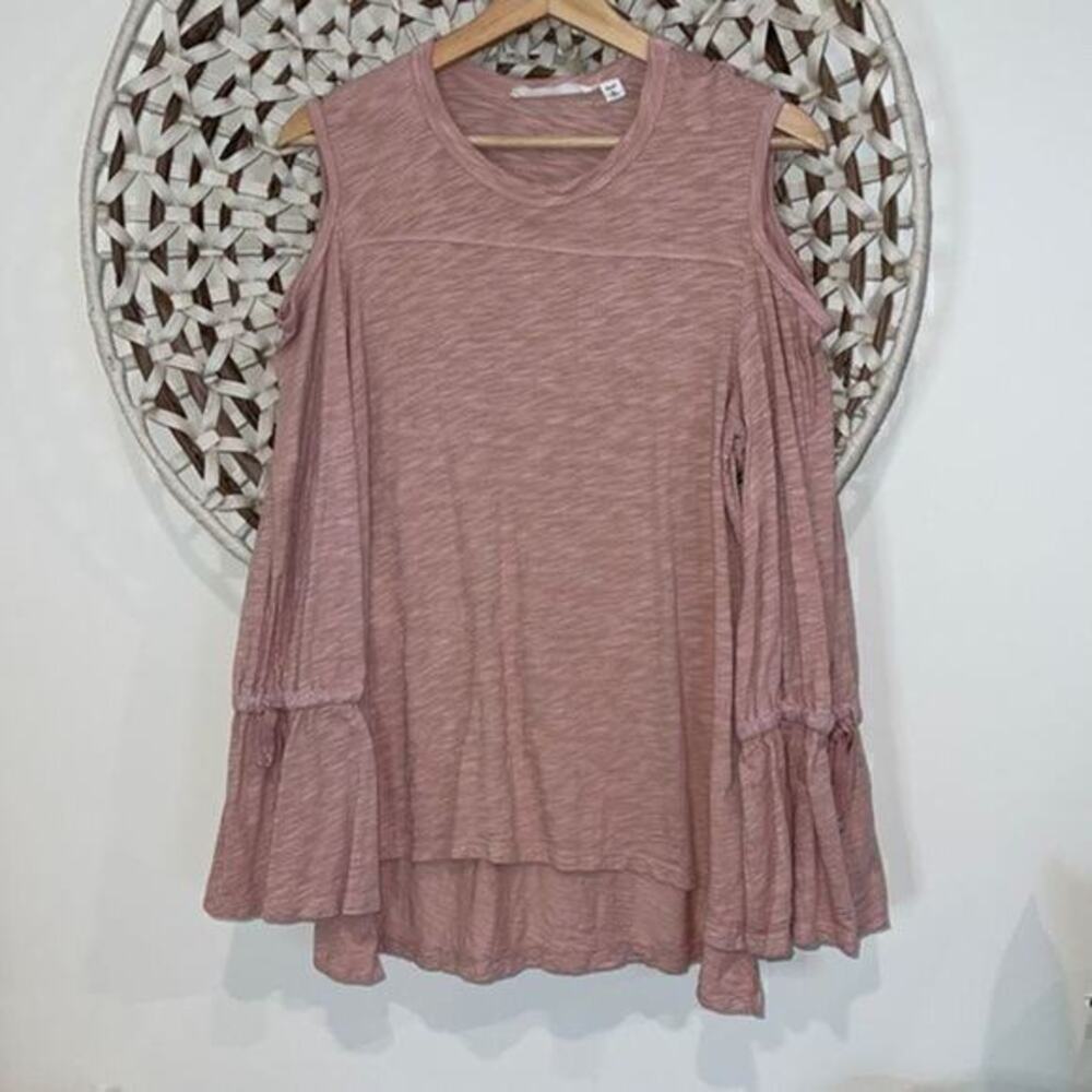 Wilt Mauve Cold-Shoulder Long Sleeve Ruffle Top